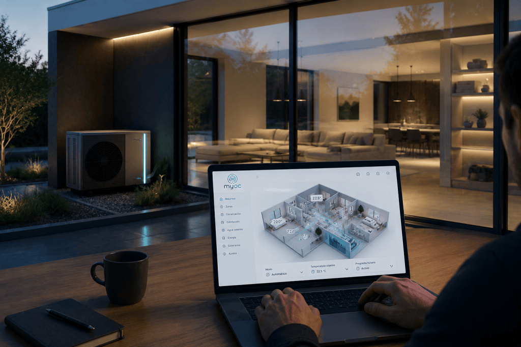 Panel de control HVAC modular usado para configurar sistemas de climatización